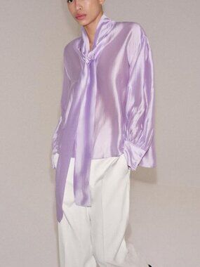 ZARA SATIN EFFECT SHIRT WITH TIES ZW COLLECTION